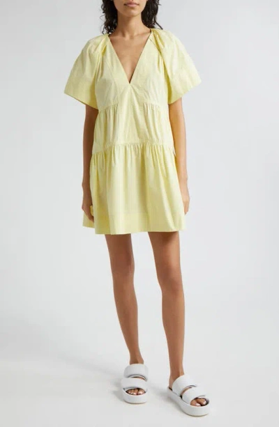 A.l.c Camila Short-oversized Sleeve Tiered Mini Dress In Canary