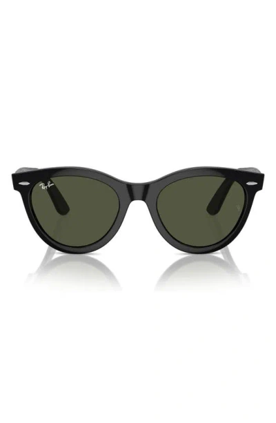 Ray Ban Wayfarer Way Sunglasses Black Frame Green Lenses 54-21