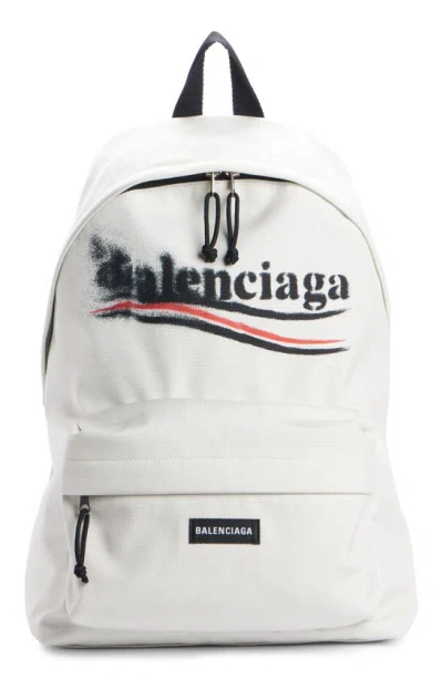 Balenciaga Logo Patch Explorer Backpack In White