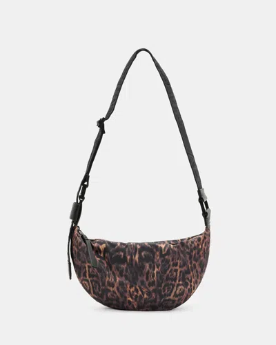 Allsaints Half Moon Leopard Print Crossbody Bag, In Leopard Brown