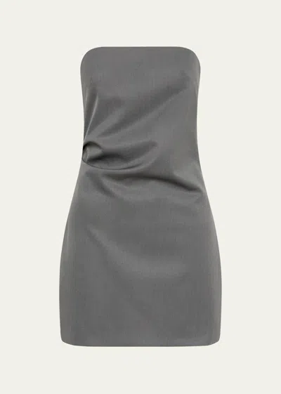 St. Agni + Net Sustain Strapless Cutout Wool-blend Twill Mini Dress In Pewter Grey