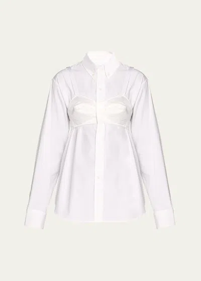 Vaquera Built-in-bra Cotton Shirt In White