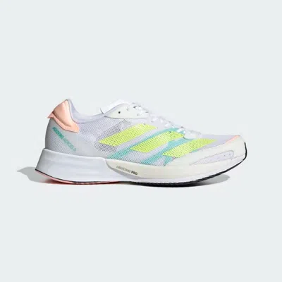 Adidas Originals Adidas Adizero Adios 6 Gy0910 Women White Pulse Lime Running Shoes Size 6 Pb555