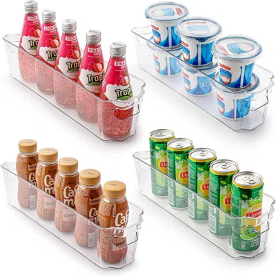 Zulay Kitchen 4 Pack Clear Refrigerator Organizer Bins - Narrow In Transparent