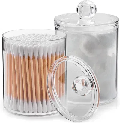 Zulay Kitchen 2 Pack Qtip Holder Bathroom Canisters In Multi