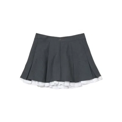 Shushu-tong Ruffled-trim Pleated Miniskirt In Grey