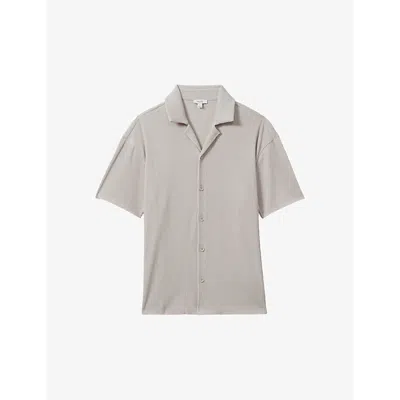 Reiss Chase Relaxed-fit Short-sleeve Stretch-woven Shirt In Silver