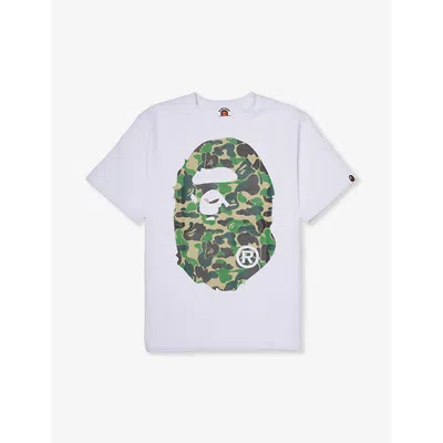 A Bathing Ape Boys White X Green Kids Camo Big Head Short-sleeve Cotton-jersey T-shirt 10-13 Years