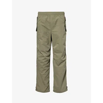 Represent Mens Khaki Brand-embroidered Wide-leg Cotton-blend Trousers