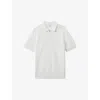 Reiss Mens Optic White Burnham Textured-weave Knitted Polo Shirt