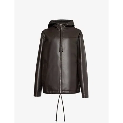 Bottega Veneta Leather Hooded Jacket In Kale