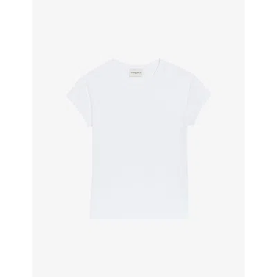 Claudie Pierlot Womens Naturels Round-neck Short-sleeved Cotton T-shirt