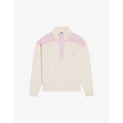 Claudie Pierlot Womens Divers Logo-embroidered Collared Woven Sweatshirt In Pink