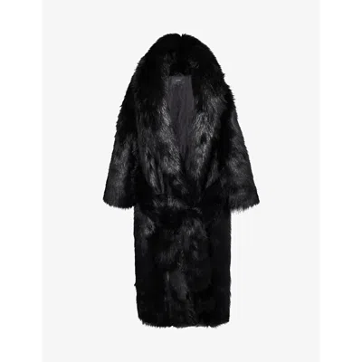 Entire Studios Womens Black Vast Oversized Faux-fur Coat