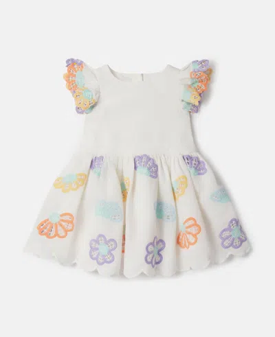 Stella Mccartney Kids' Floral Broderie Anglaise Sleeveless Dress In Ivory