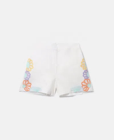 Stella Mccartney Kids' Floral Broderie Anglaise Shorts In Ivory