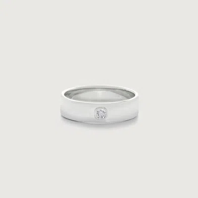 Monica Vinader Diamond Essential Flat-band Ring In Silver