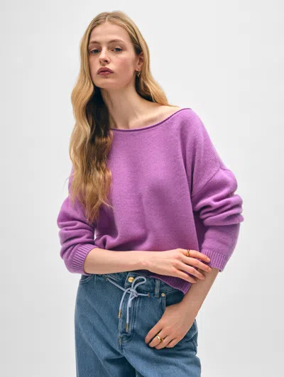 White + Warren Cashmere Boatneck Sweater In Lilac Purple
