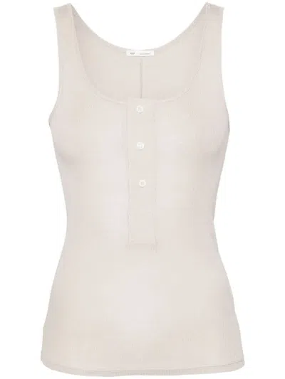 Ami Alexandre Mattiussi Fine-ribbed Top In Neutrals