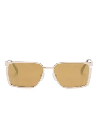 Off-white Yoder Rectangle-frame Sunglasses In Gold Gold Mirror
