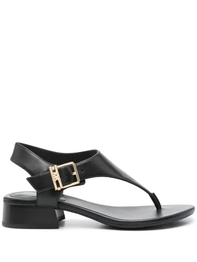Michael Kors Robyn Leather Thong Sandals In Black