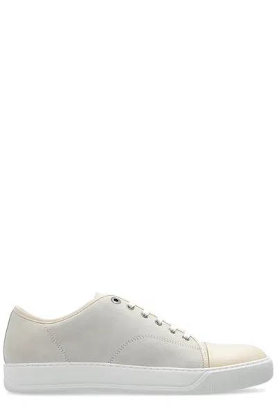 Lanvin Dbb1 Leather And Suede Trainers For Male In Light Grey