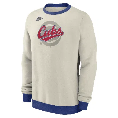 Nike Cream Chicago Cubs Cooperstown Collection Fleece Pullover Sweatshirt In Brown