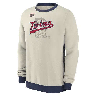 Nike Cream Minnesota Twins Cooperstown Collection Fleece Pullover Sweatshirt In Brown