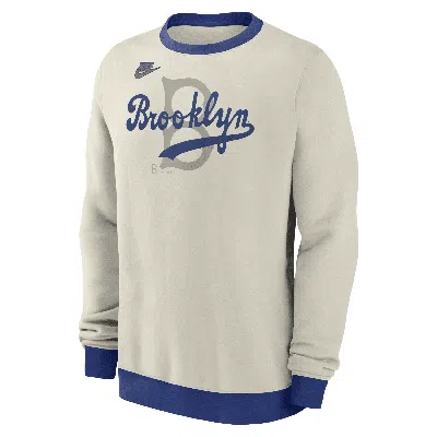 Nike Cream Brooklyn Dodgers Cooperstown Collection Fleece Pullover Sweatshirt In Brown