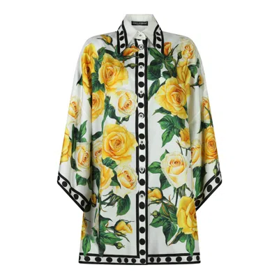 Dolce & Gabbana Shirts In Rose Gialle Fdo Bco