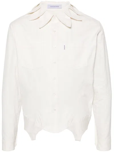 Juntae Kim Petal-collar Cotton Shirt In White
