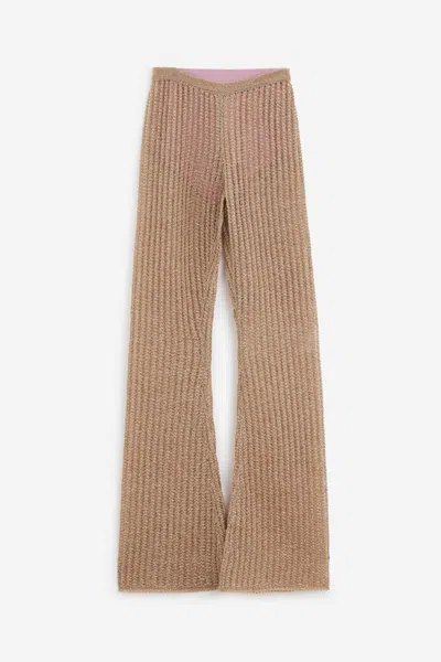 Forte Forte High-waist Bootcut Knitted Trousers In Bronze