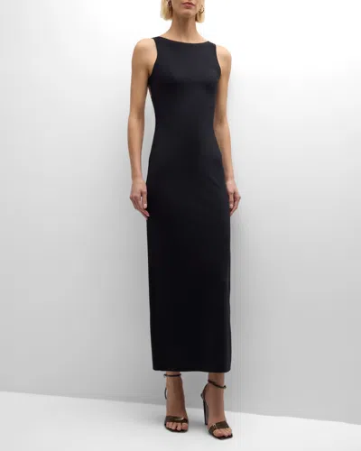Emporio Armani Sleeveless Open-back Jersey Maxi Dress In Black