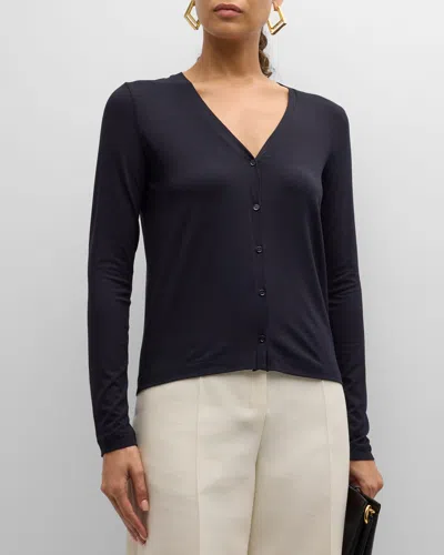 Majestic Soft Touch Button-front Cardigan In Marine