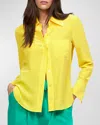 Equipment Quinne Spread-collar Button-down Silk Shirt In Vibrant Yellow