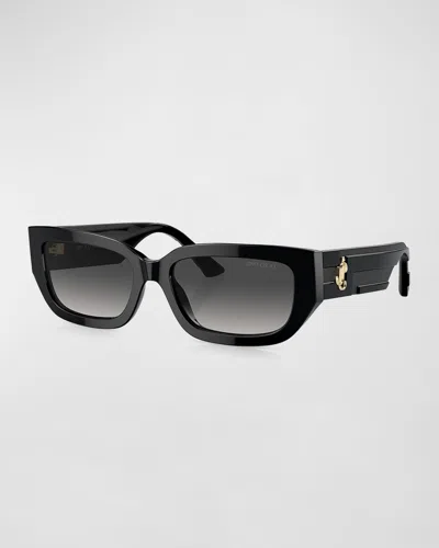 Jimmy Choo Jc Logo Acetate Cat-eye Sunglasses In Black