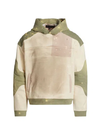 Who Decides War Men's Armour Patchwork Cotton Hoodie In Sage