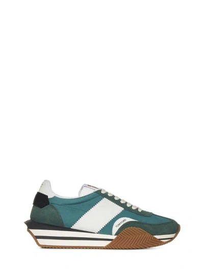 Tom Ford Calf Leather Sneakers In Green