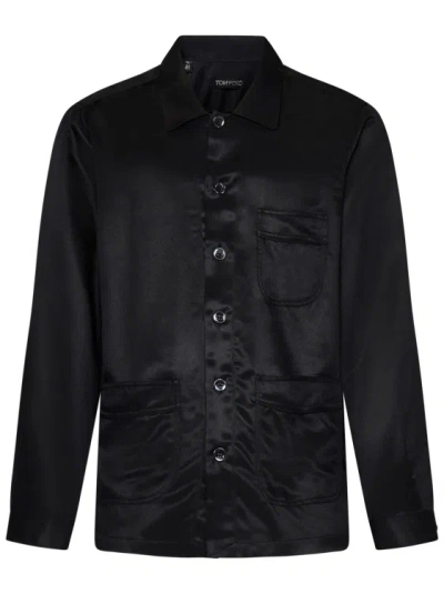 Tom Ford Silk Twill Pyjama Shirt In Black