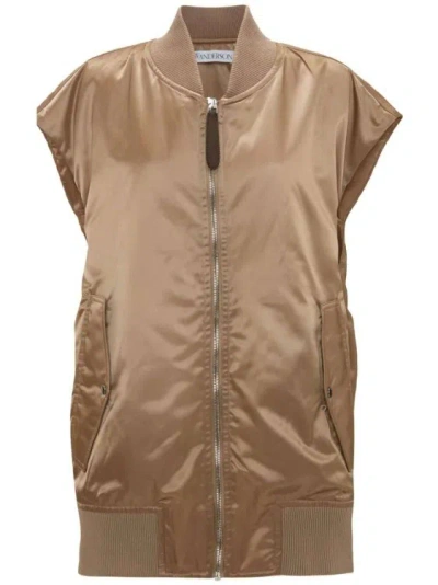 Jw Anderson Satin-finish Bomber Gilet In Neutrals