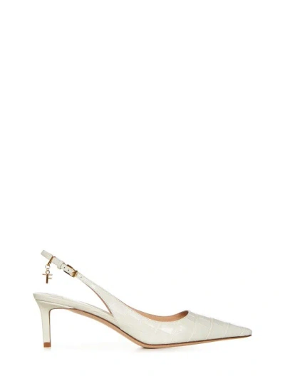 Tom Ford Leather Slingback Pumps In White