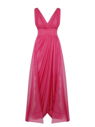 Alberta Ferretti Wide Silk Dress In Pink