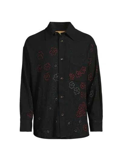 Glass Cypress Black Embroidered Shirt