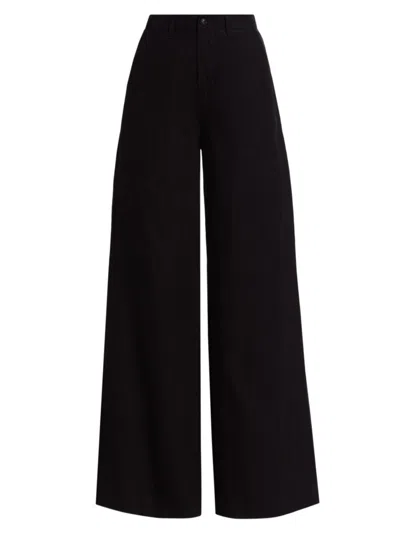 L Agence Brie Linen Wide-leg Trouser In Black