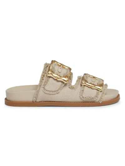 Schutz Enola Sporty Linen Sandal In Oyster