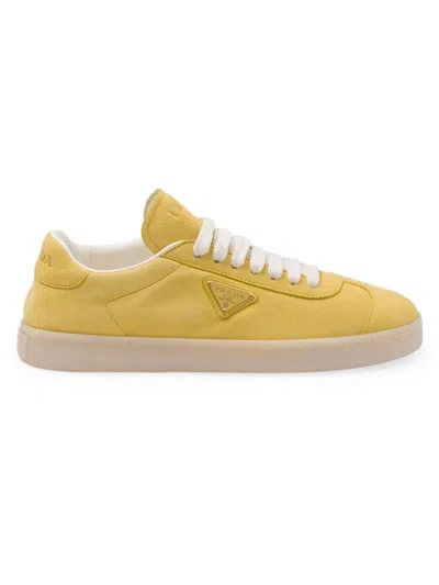 Prada Triangle-logo Suede Trainers In Yellow