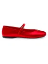 Prada Silk Triangle Mary Jane Ballerina Flats In Fuoco