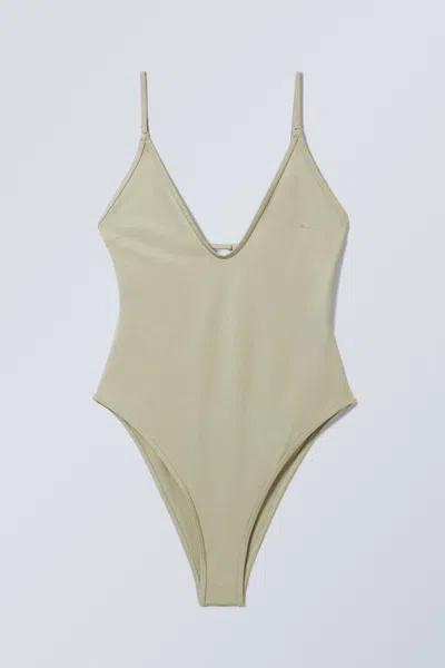 Weekday Open Back Swimsuit In Yellow