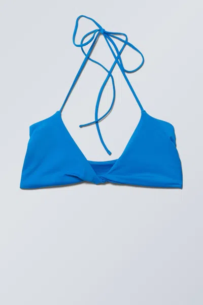 Weekday Turn Halter Bikini Top In Blue