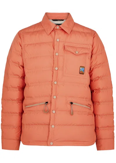 Moncler Lavachey Quilted Down Shirt Jacket In Orange
